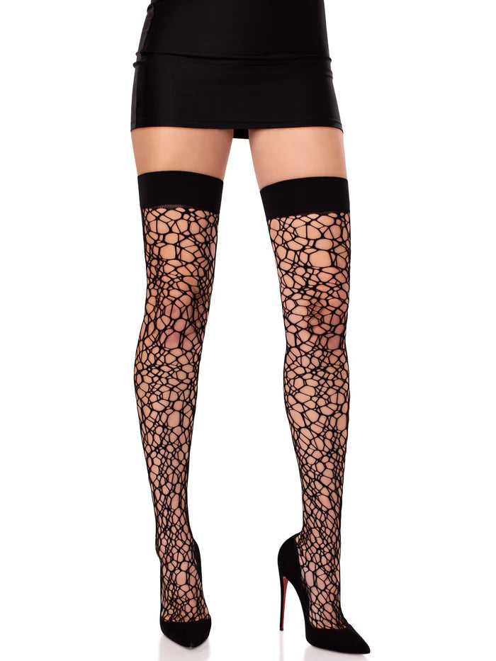 Fractured Net Thigh Highs