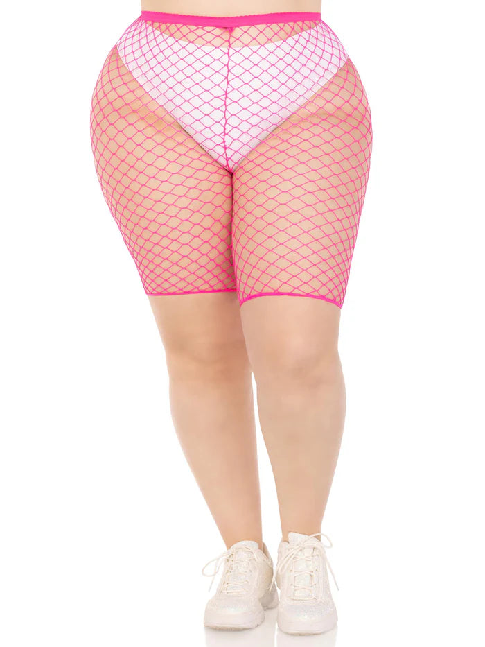Plus Troublemaker Fishnet Biker Shorts