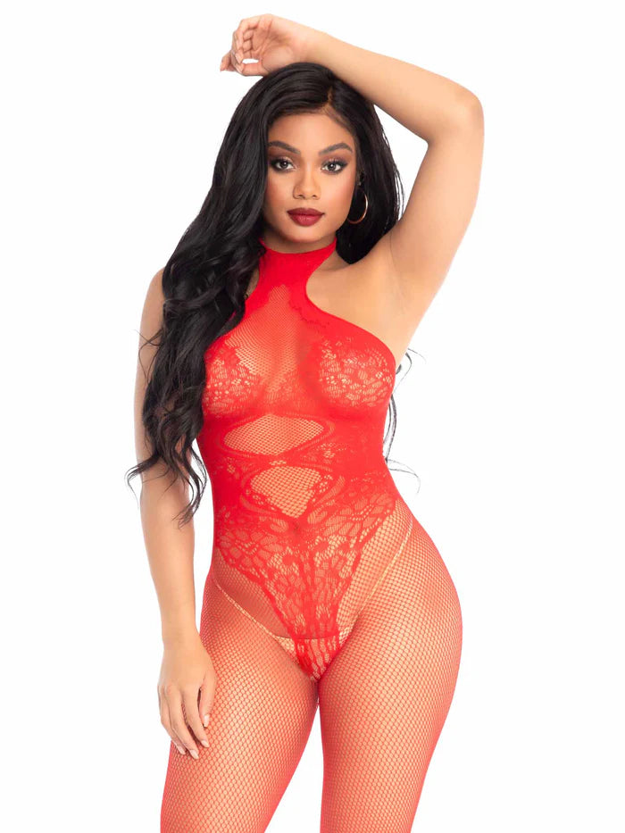 Red Fishnet Bodystocking