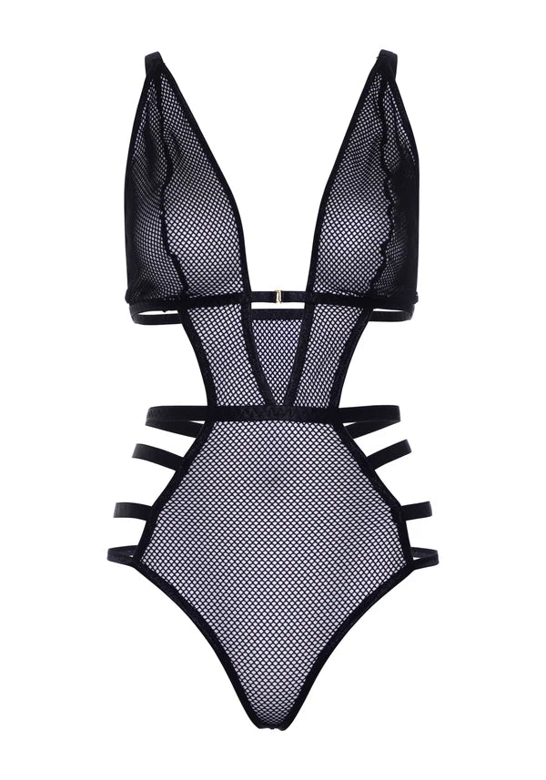 Tied Down Fishnet Teddy