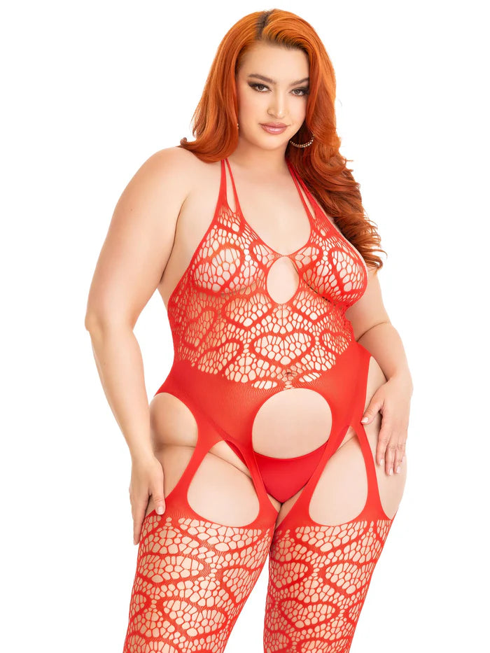 Love Heart Plus Net Bodystocking