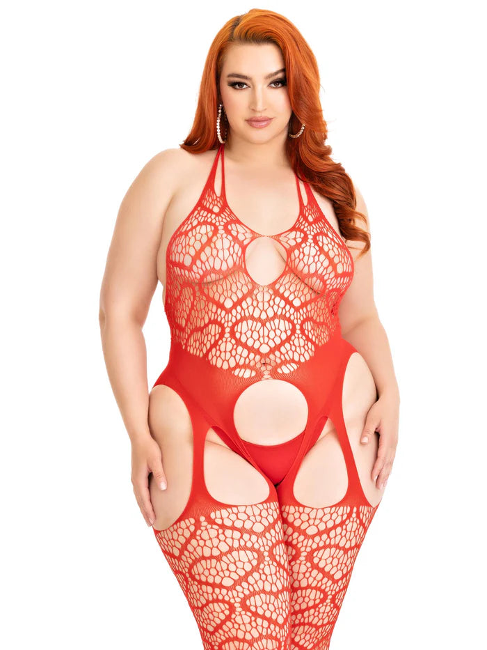 Love Heart Plus Net Bodystocking