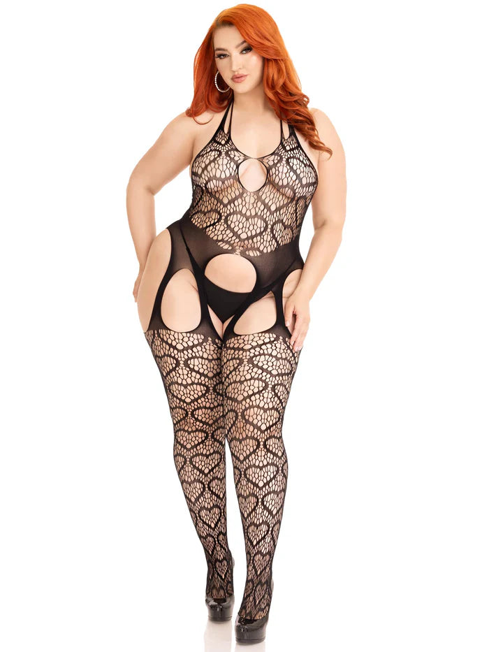Love Heart Plus Net Bodystocking