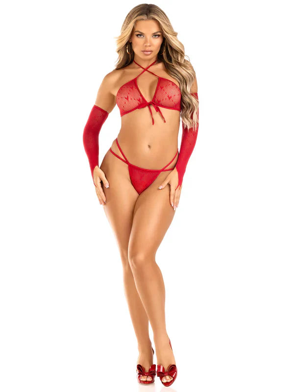 She's Romantic Bra & Panty Set - Red