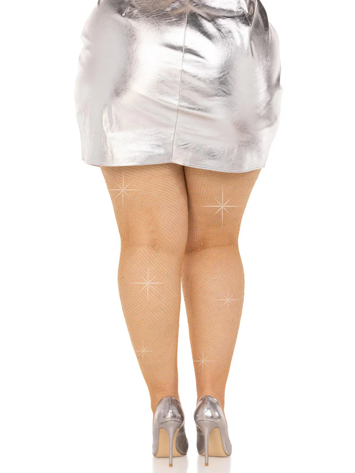 Cat Plus Rhinestone Fishnet Tights