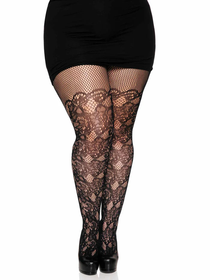 Drew Plus Floral Fishnet Tights