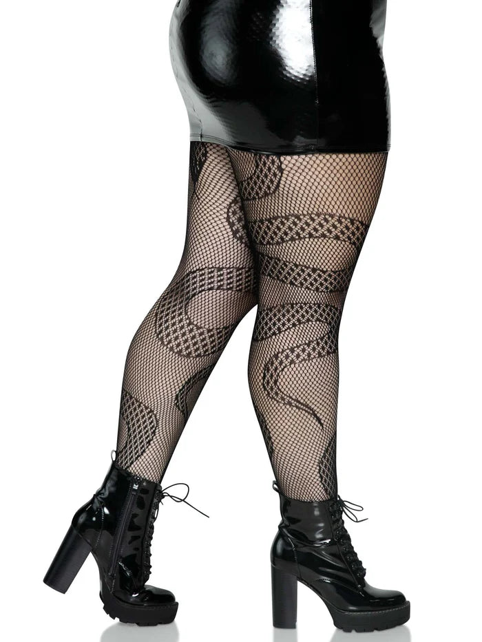 Snake Fishnet Tights